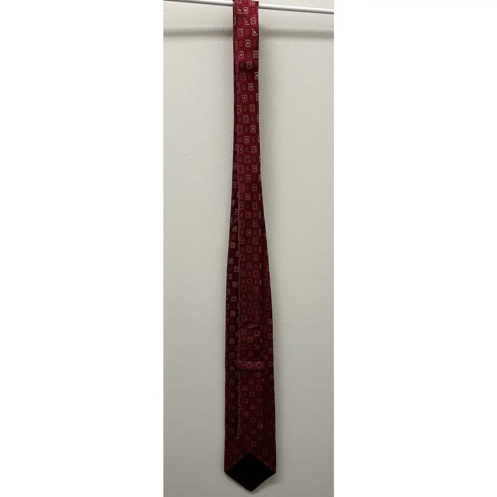 Ermenegildo Zegna Men’s Red Silk Print Tie Worn Once